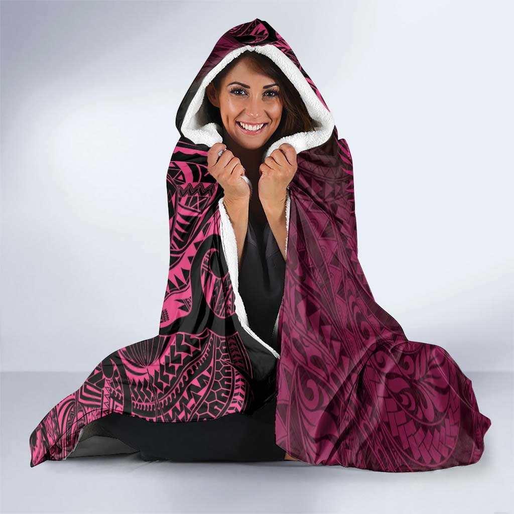 Vanuatu Hooded Blanket Hibisus Polynesian Pattern Pink - Polynesian Pride