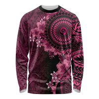 Vanuatu Long Sleeve Shirt Hibisus Polynesian Pattern Pink - Polynesian Pride