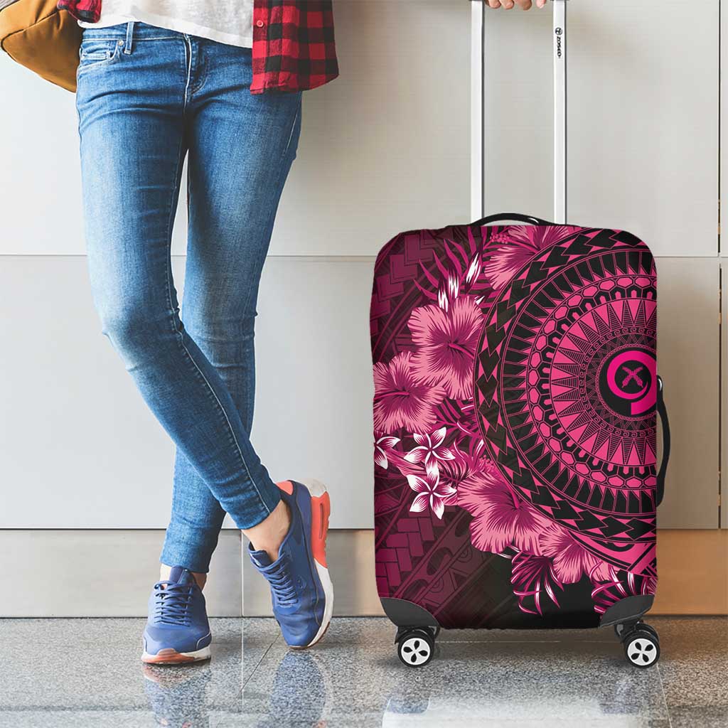 Vanuatu Luggage Cover Hibisus Polynesian Pattern Pink - Polynesian Pride