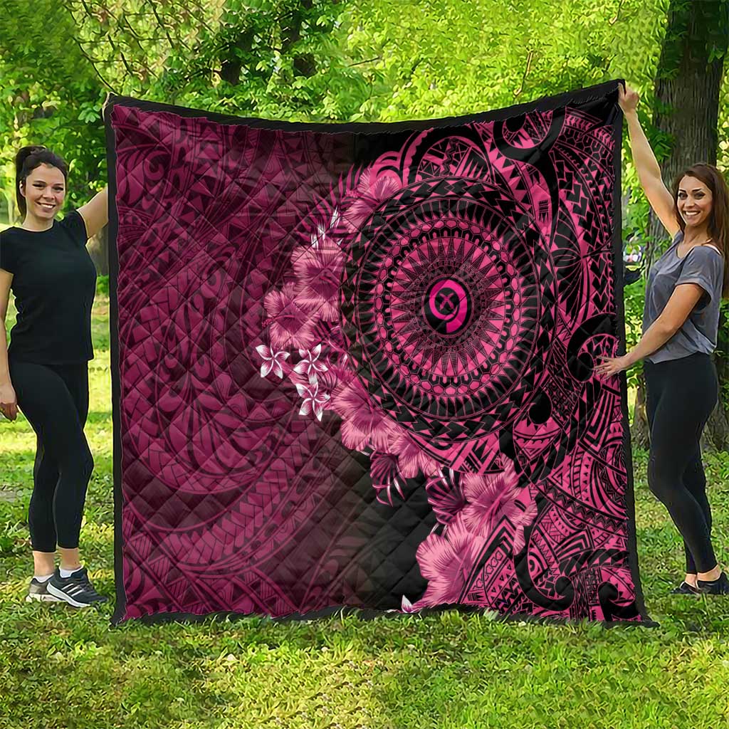 Vanuatu Quilt Hibisus Polynesian Pattern Pink - Polynesian Pride