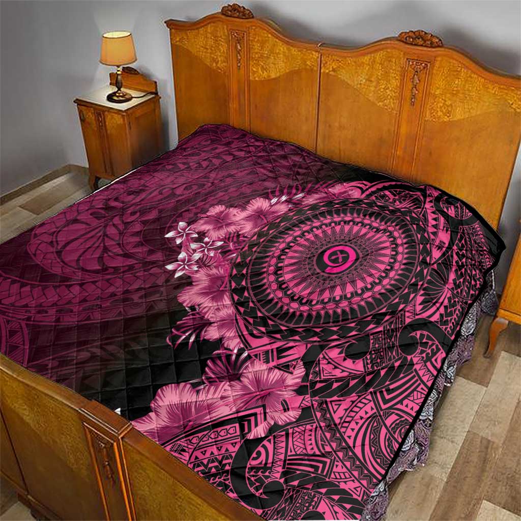 Vanuatu Quilt Hibisus Polynesian Pattern Pink - Polynesian Pride
