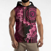 Vanuatu Sleeveless Hoodie Hibisus Polynesian Pattern Pink - Polynesian Pride