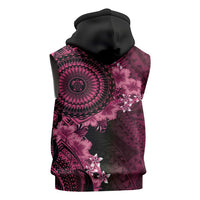 Vanuatu Sleeveless Zip Hoodie Hibisus Polynesian Pattern Pink - Polynesian Pride