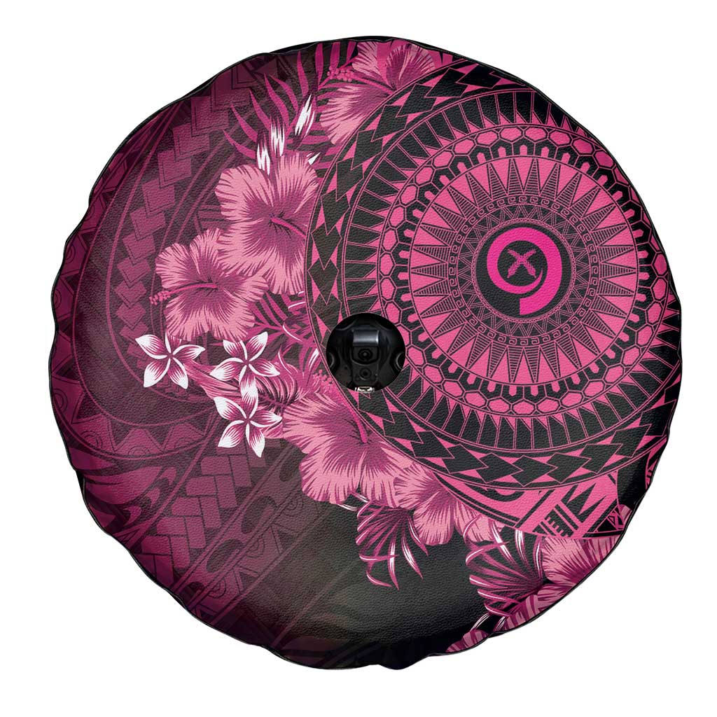 Vanuatu Spare Tire Cover Hibisus Polynesian Pattern Pink - Polynesian Pride