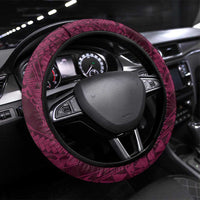 Vanuatu Steering Wheel Cover Hibisus Polynesian Pattern Pink - Polynesian Pride