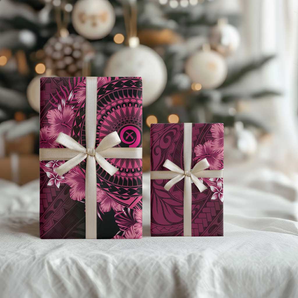 Vanuatu Wrapping Paper Hibisus Polynesian Pattern Pink - Polynesian Pride