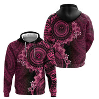 Vanuatu Zip Hoodie Hibisus Polynesian Pattern Pink LT14 - Polynesian Pride