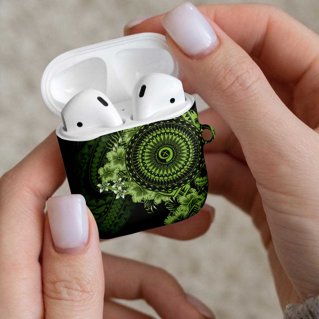 Vanuatu AirPods Case Hibisus Polynesian Pattern Green - Polynesian Pride