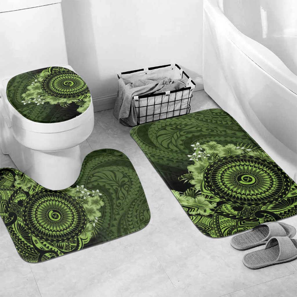 Vanuatu Bathroom Set Hibisus Polynesian Pattern Green - Polynesian Pride
