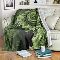 Vanuatu Blanket Hibisus Polynesian Pattern Green - Polynesian Pride