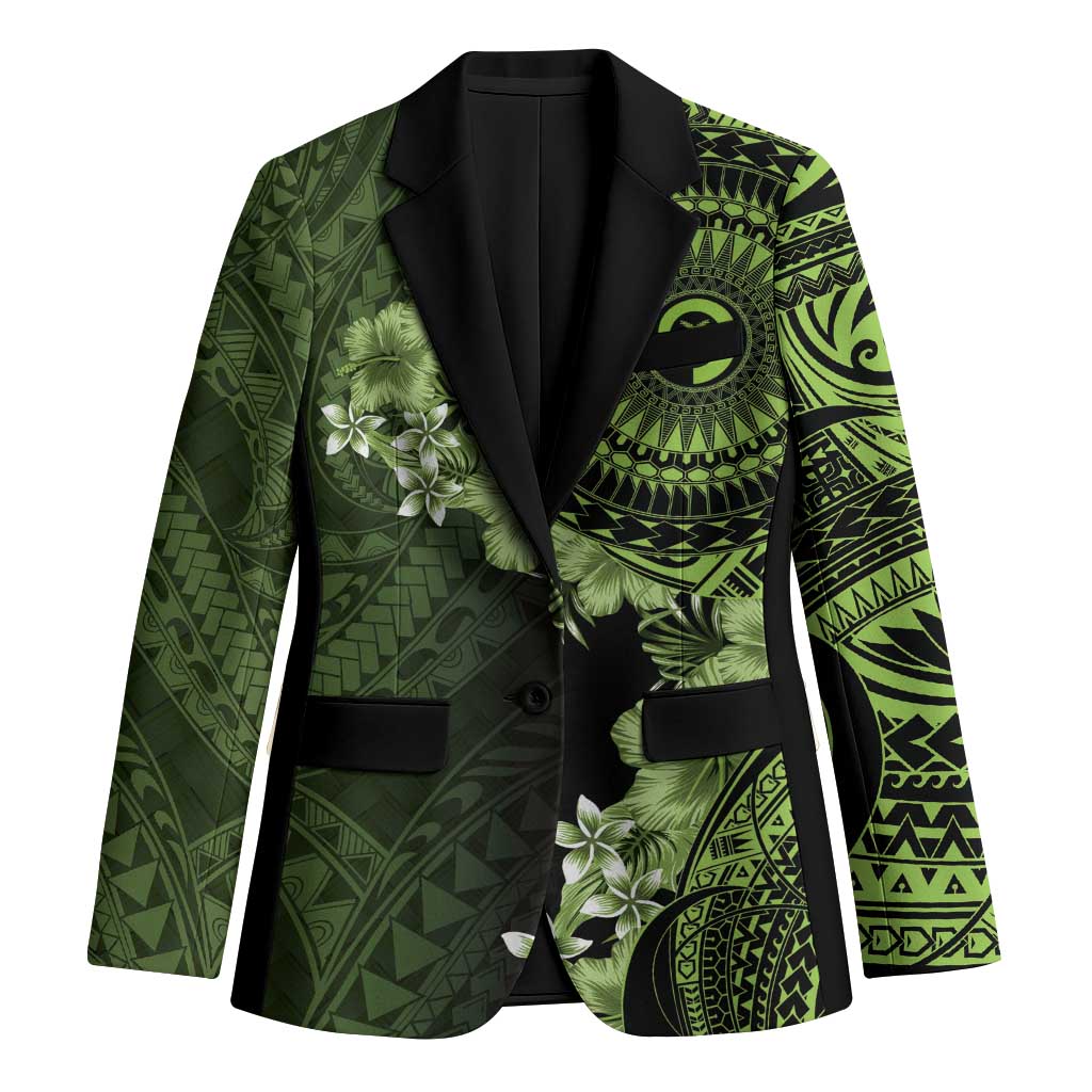 Vanuatu Blazer Hibisus Polynesian Pattern Green - Polynesian Pride
