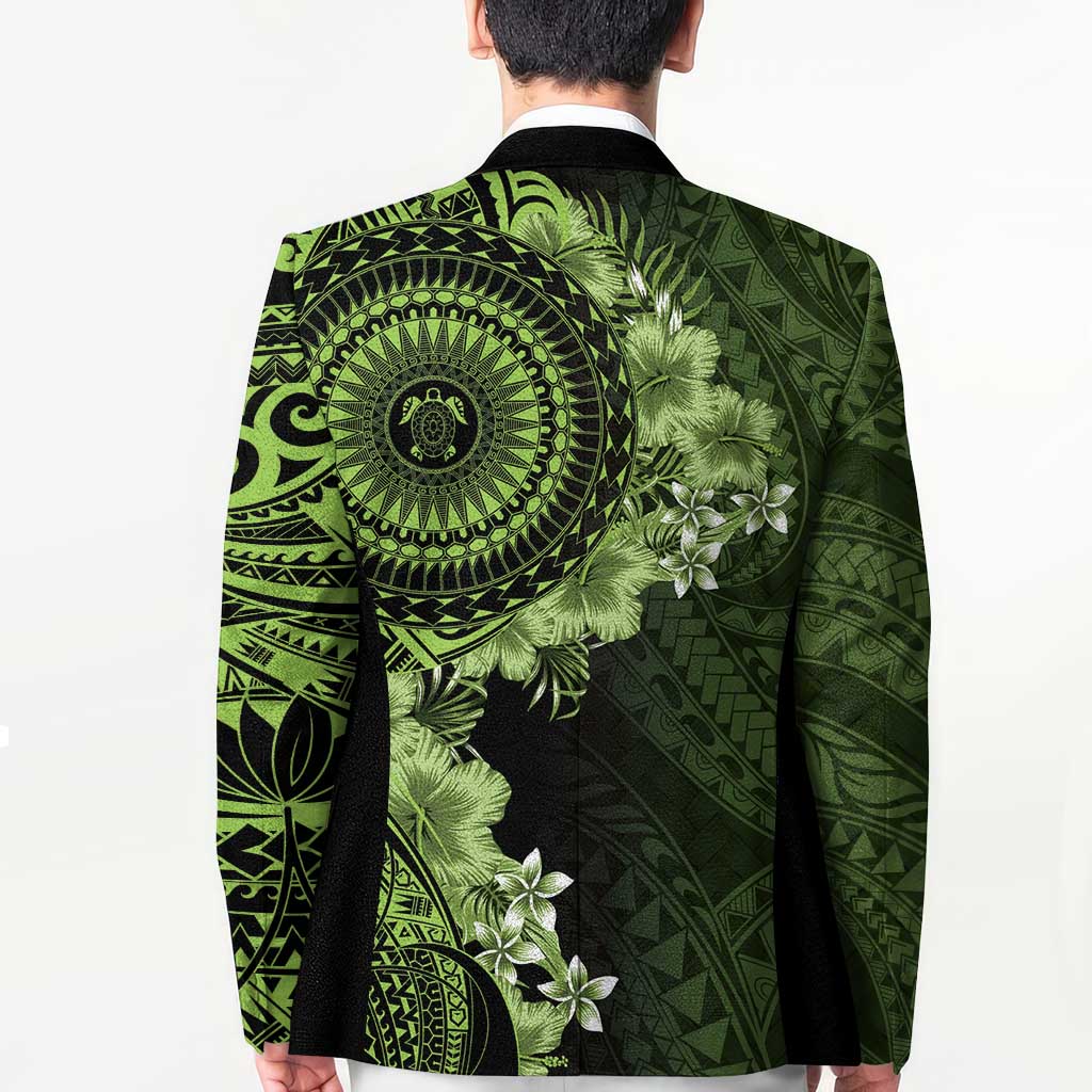 Vanuatu Blazer Hibisus Polynesian Pattern Green - Polynesian Pride