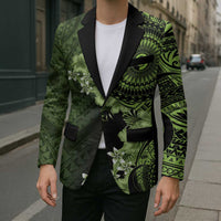 Vanuatu Blazer Hibisus Polynesian Pattern Green - Polynesian Pride