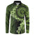 Vanuatu Button Sweatshirt Hibisus Polynesian Pattern Green - Polynesian Pride