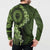 Vanuatu Button Sweatshirt Hibisus Polynesian Pattern Green - Polynesian Pride