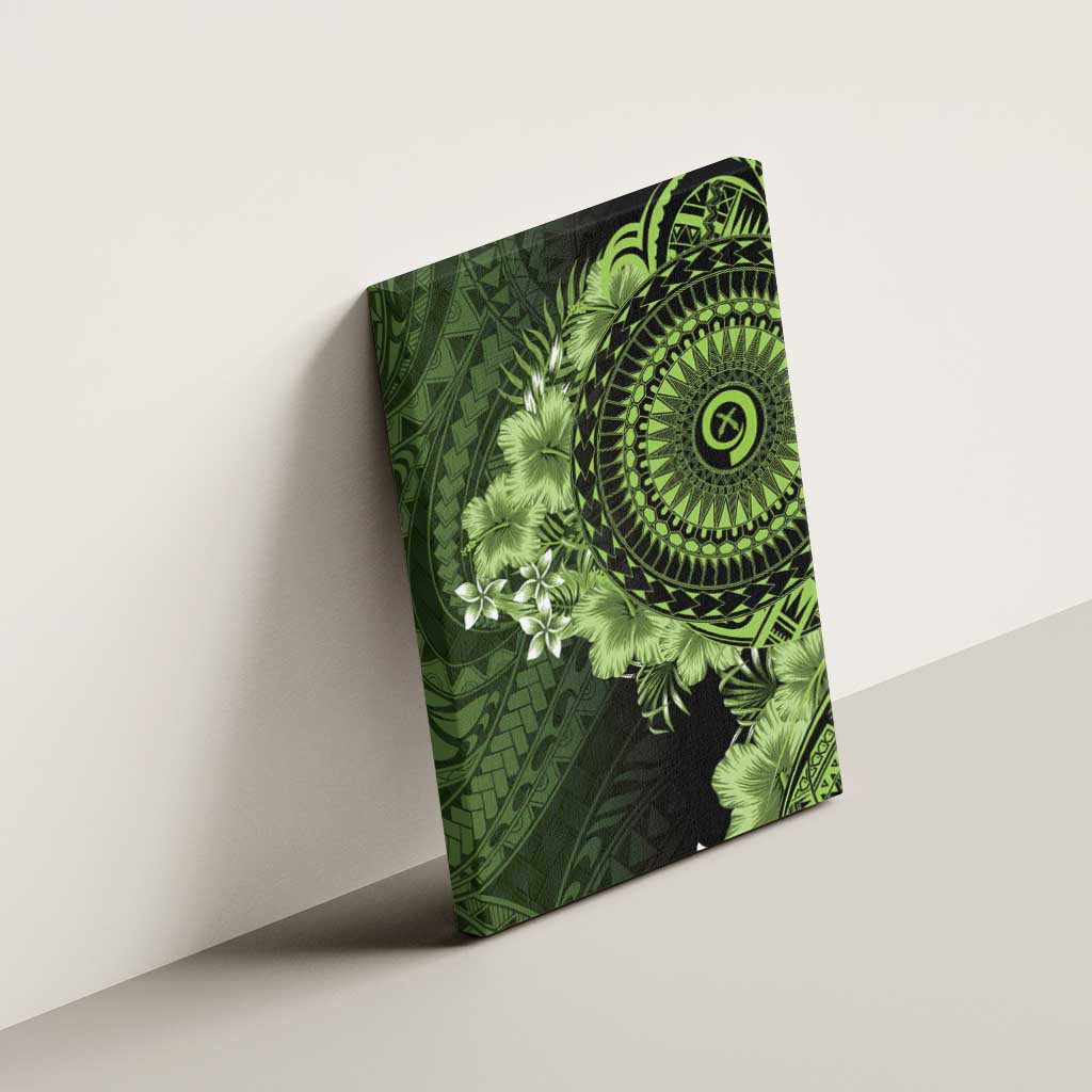 Vanuatu Canvas Wall Art Hibisus Polynesian Pattern Green - Polynesian Pride