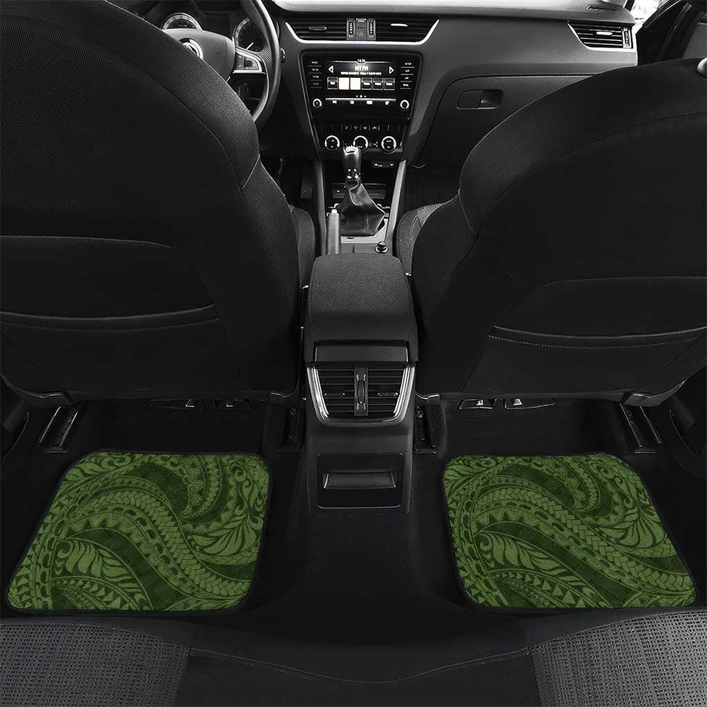 Vanuatu Car Mats Hibisus Polynesian Pattern Green - Polynesian Pride