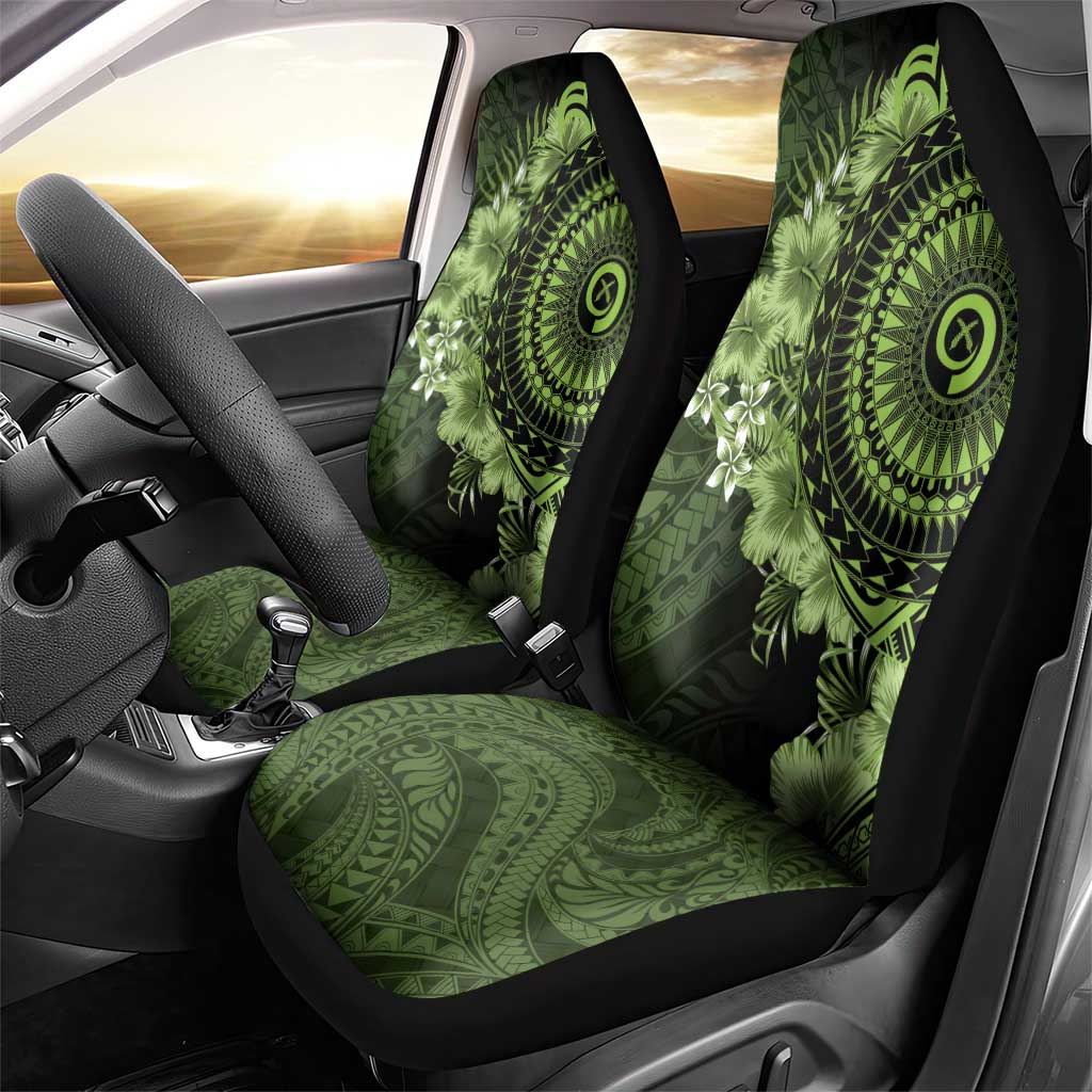 Vanuatu Car Seat Cover Hibisus Polynesian Pattern Green - Polynesian Pride
