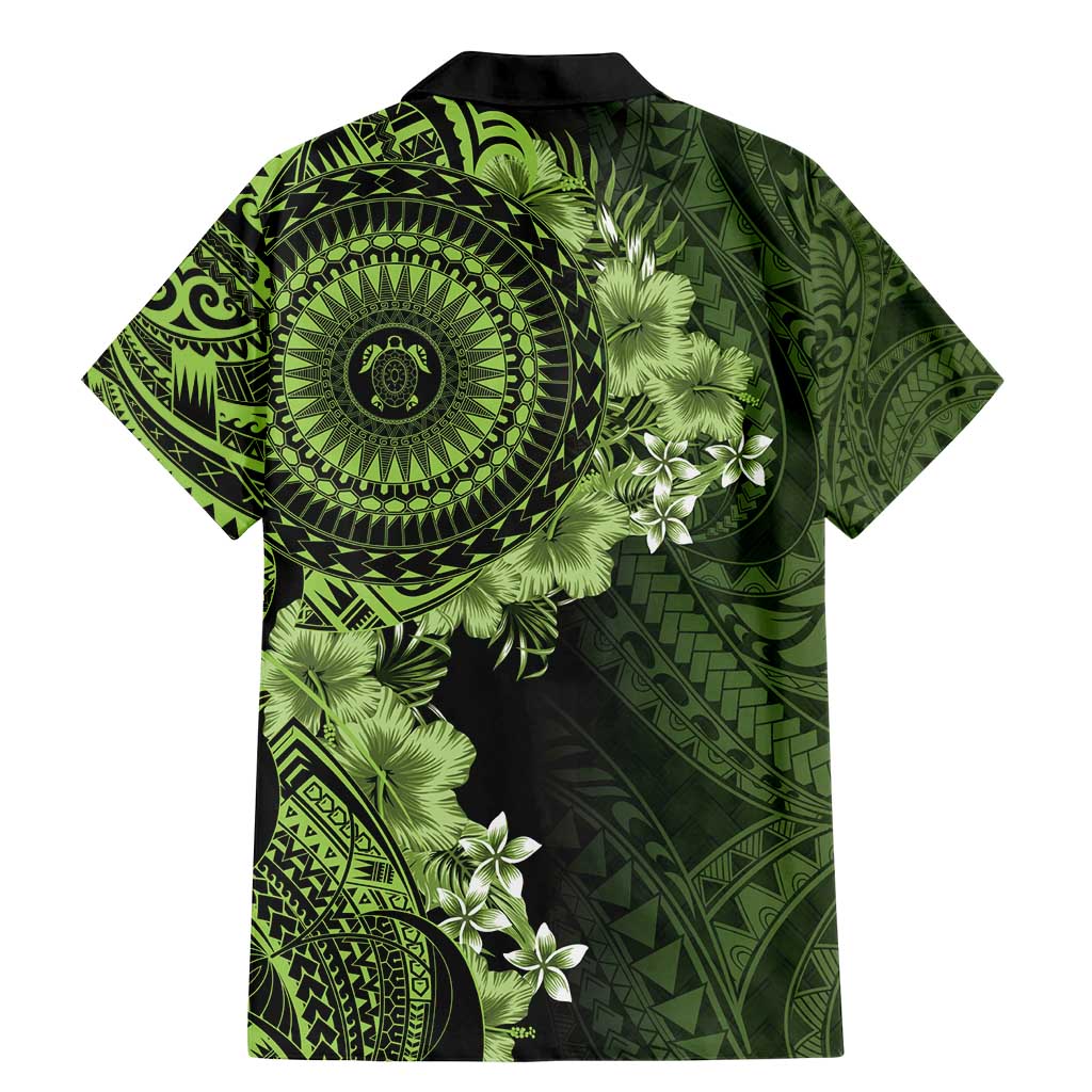 Vanuatu Family Matching Mermaid Dress and Hawaiian Shirt Hibisus Polynesian Pattern Green - Polynesian Pride