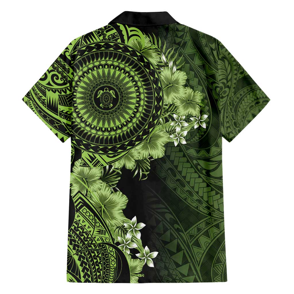 Vanuatu Family Matching Tank Maxi Dress and Hawaiian Shirt Hibisus Polynesian Pattern Green - Polynesian Pride