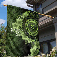 Vanuatu Garden Flag Hibisus Polynesian Pattern Green - Polynesian Pride