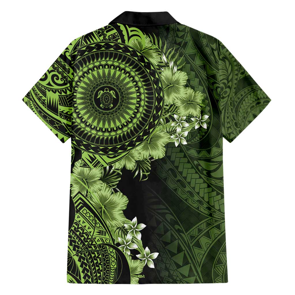 Vanuatu Hawaiian Shirt Hibisus Polynesian Pattern Green - Polynesian Pride