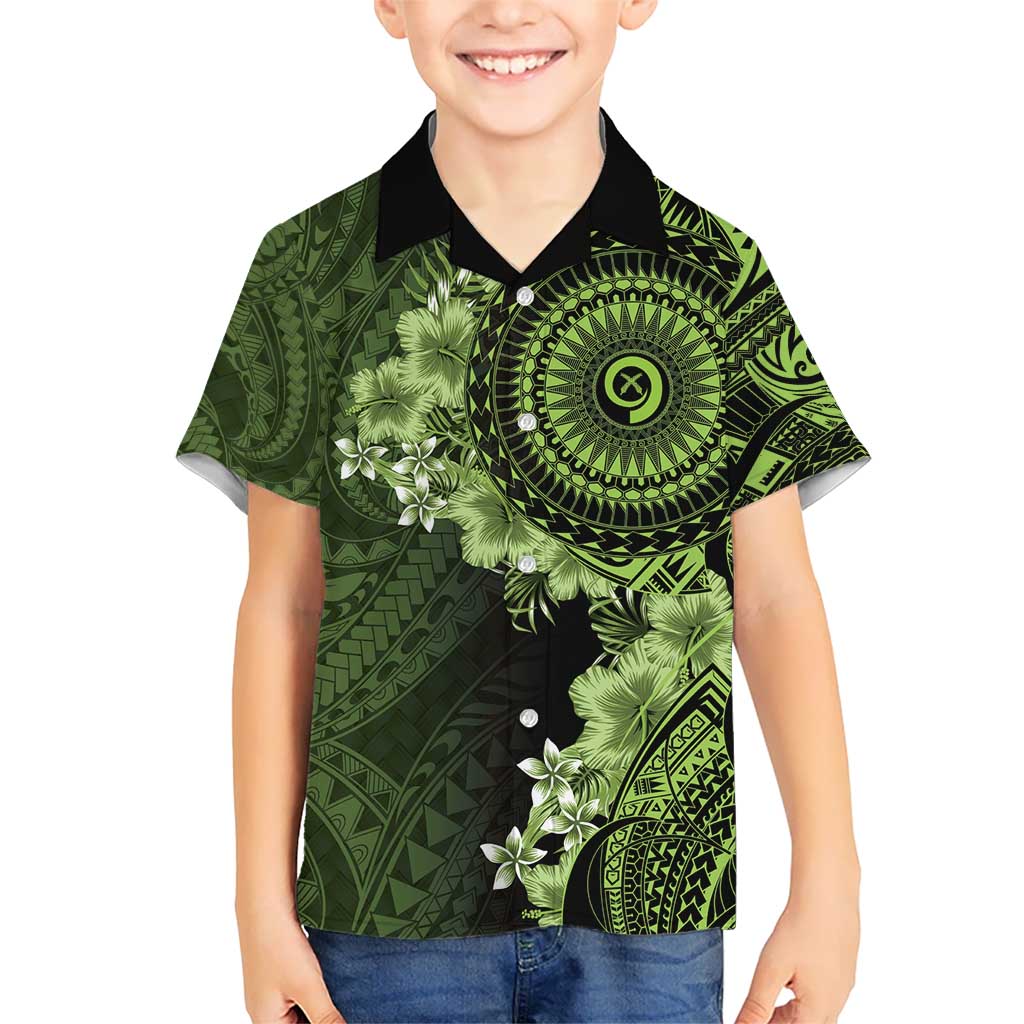 Vanuatu Hawaiian Shirt Hibisus Polynesian Pattern Green - Polynesian Pride