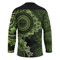 Vanuatu Hockey Jersey Hibisus Polynesian Pattern Green - Polynesian Pride