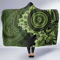 Vanuatu Hooded Blanket Hibisus Polynesian Pattern Green - Polynesian Pride