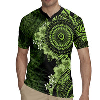 Vanuatu Rugby Jersey Hibisus Polynesian Pattern Green - Polynesian Pride