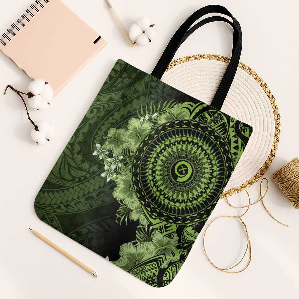 Vanuatu Tote Bag Hibisus Polynesian Pattern Green - Polynesian Pride