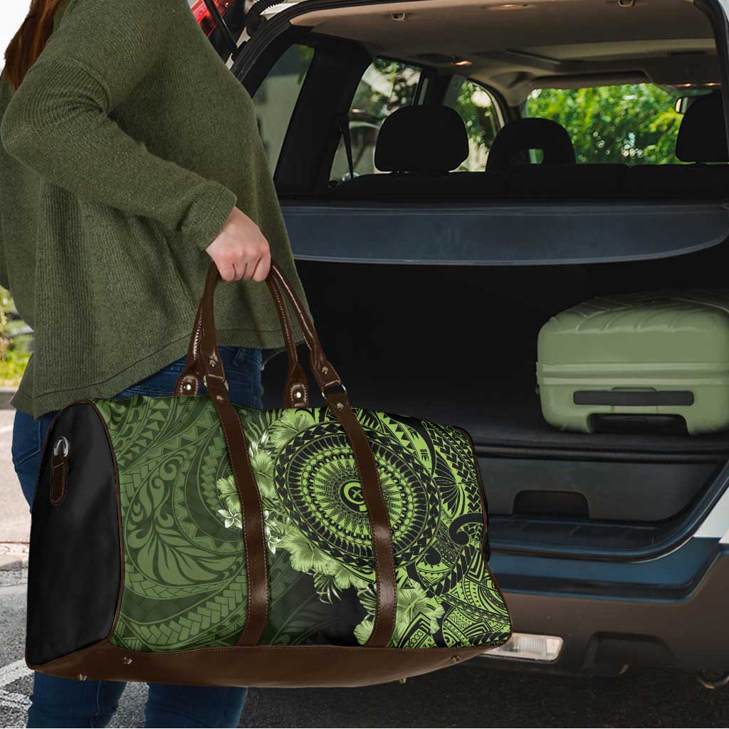 Vanuatu Travel Bag Hibisus Polynesian Pattern Green - Polynesian Pride
