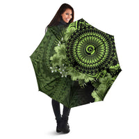 Vanuatu Umbrella Hibisus Polynesian Pattern Green - Polynesian Pride