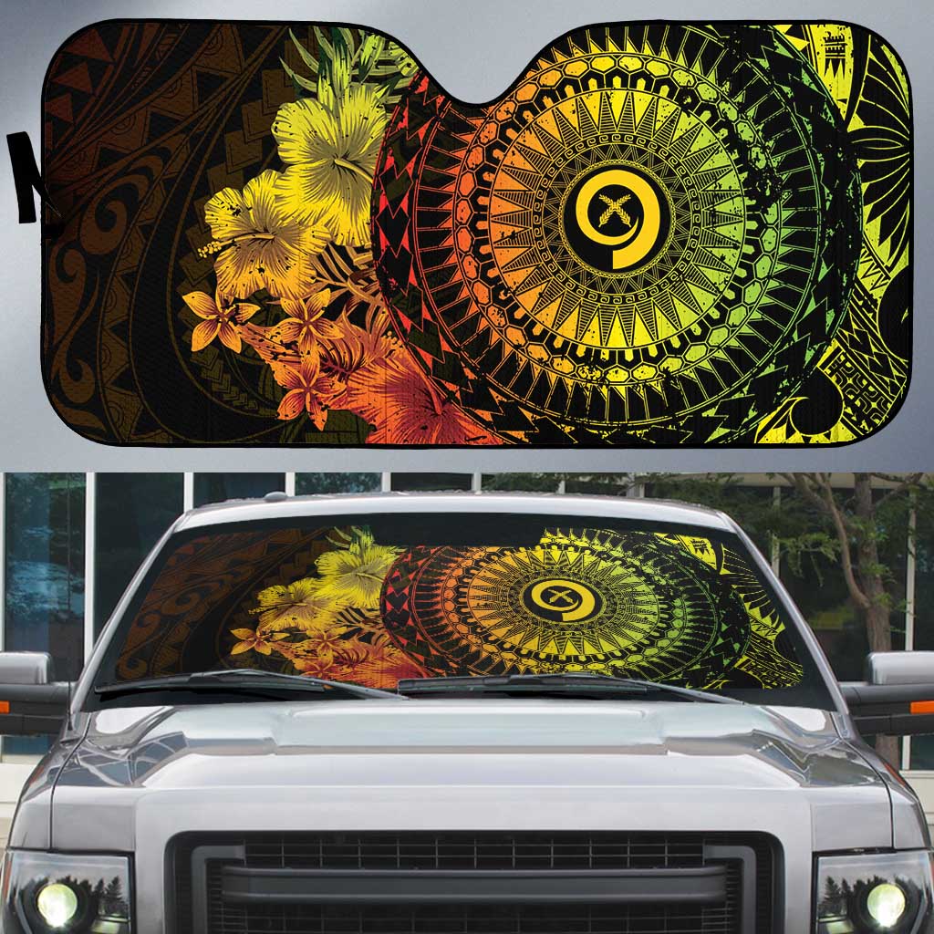 Vanuatu Auto Sun Shade Hibisus Polynesian Pattern Reggae - Polynesian Pride