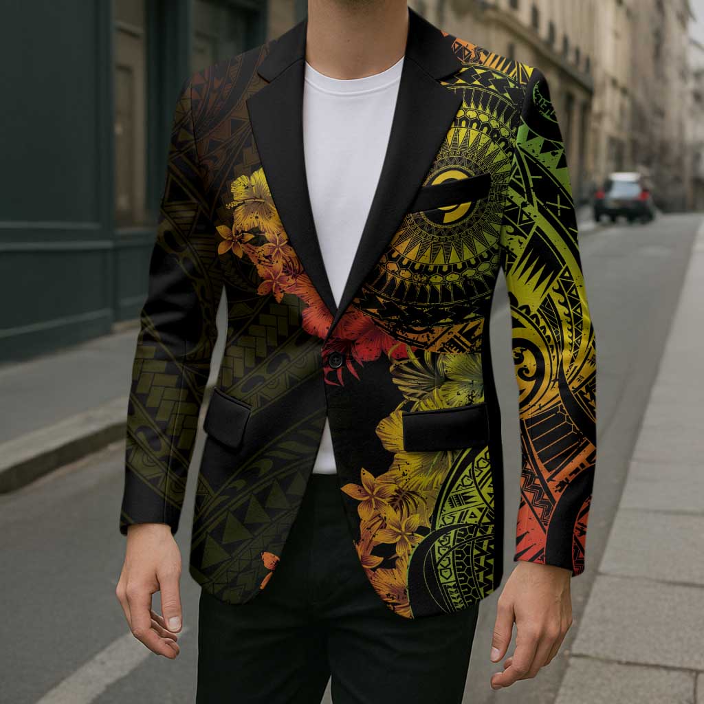 Vanuatu Blazer Hibisus Polynesian Pattern Reggae - Polynesian Pride