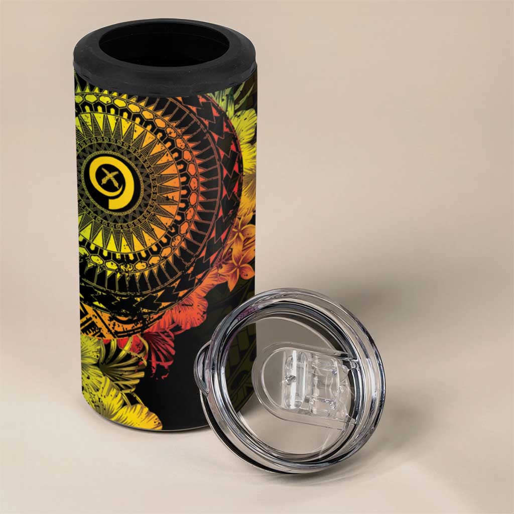 Vanuatu 4 in 1 Can Cooler Tumbler Hibisus Polynesian Pattern Reggae - Polynesian Pride