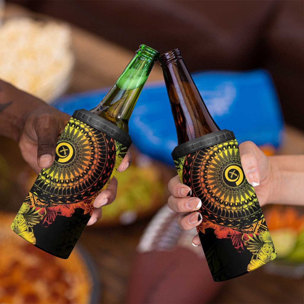 Vanuatu 4 in 1 Can Cooler Tumbler Hibisus Polynesian Pattern Reggae - Polynesian Pride