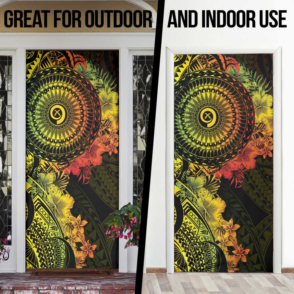 Vanuatu Door Cover Hibisus Polynesian Pattern Reggae - Polynesian Pride