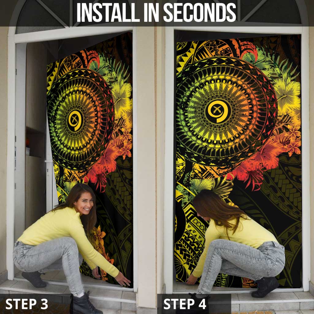 Vanuatu Door Cover Hibisus Polynesian Pattern Reggae - Polynesian Pride