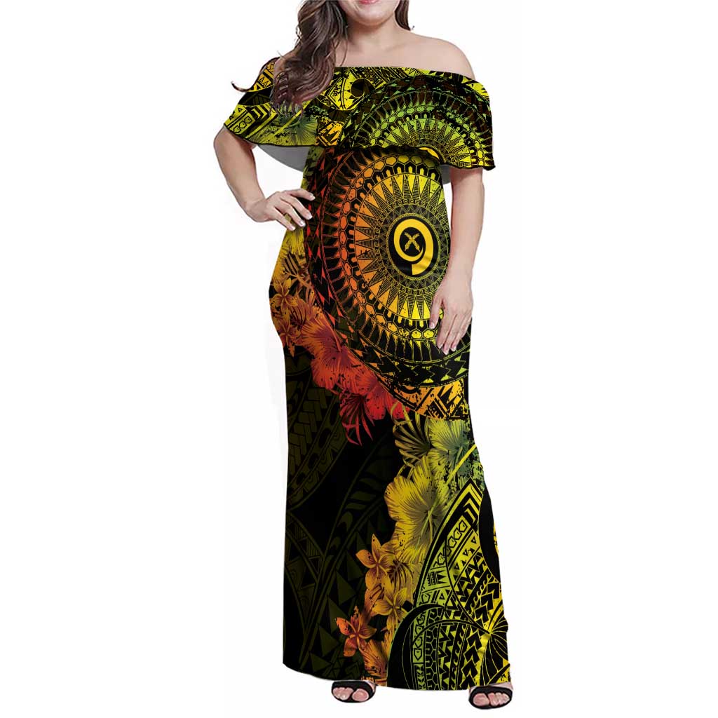 Vanuatu Family Matching Off Shoulder Maxi Dress and Hawaiian Shirt Hibisus Polynesian Pattern Reggae - Polynesian Pride