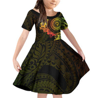 Vanuatu Family Matching Off Shoulder Short Dress and Hawaiian Shirt Hibisus Polynesian Pattern Reggae - Polynesian Pride