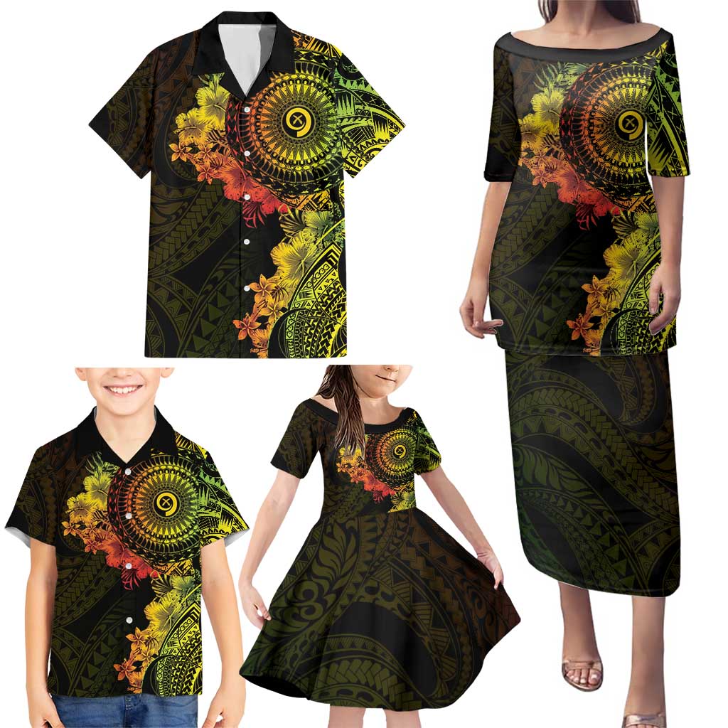 Vanuatu Family Matching Puletasi and Hawaiian Shirt Hibisus Polynesian Pattern Reggae - Polynesian Pride