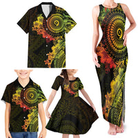 Vanuatu Family Matching Tank Maxi Dress and Hawaiian Shirt Hibisus Polynesian Pattern Reggae - Polynesian Pride