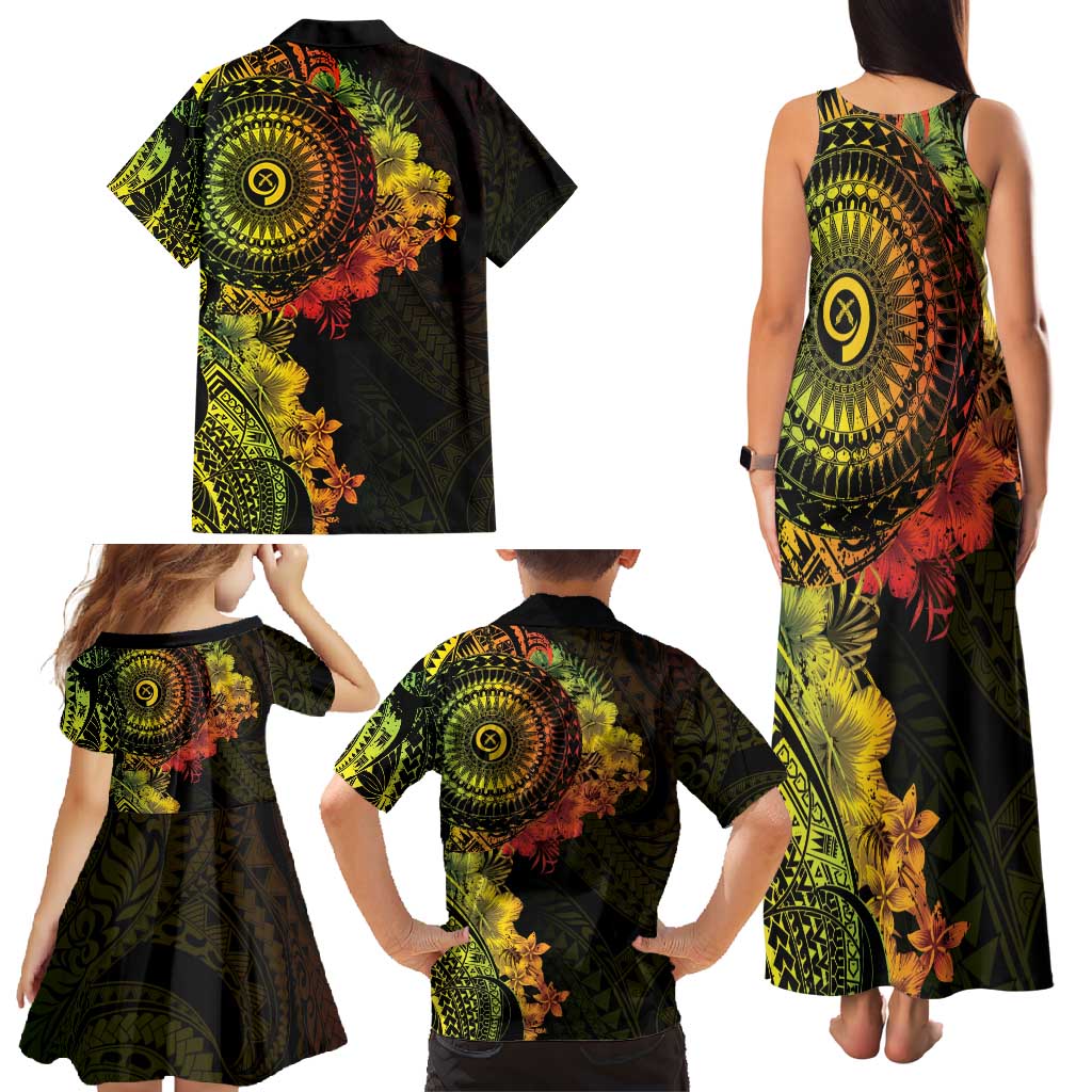 Vanuatu Family Matching Tank Maxi Dress and Hawaiian Shirt Hibisus Polynesian Pattern Reggae - Polynesian Pride