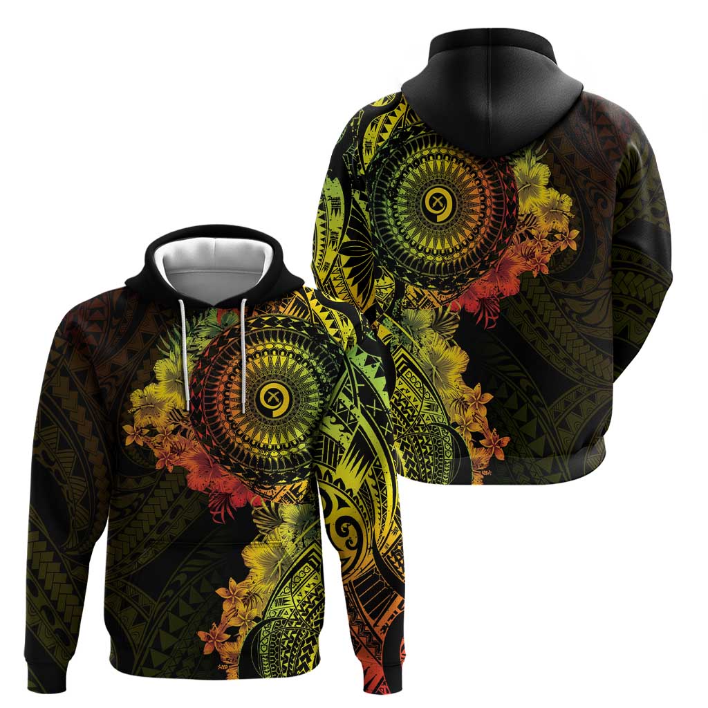 Vanuatu Hoodie Hibisus Polynesian Pattern Reggae - Polynesian Pride