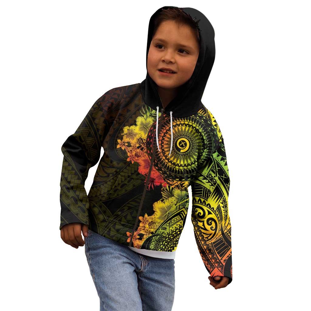 Vanuatu Kid Hoodie Hibisus Polynesian Pattern Reggae - Polynesian Pride