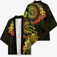 Vanuatu Kimono Hibisus Polynesian Pattern Reggae - Polynesian Pride
