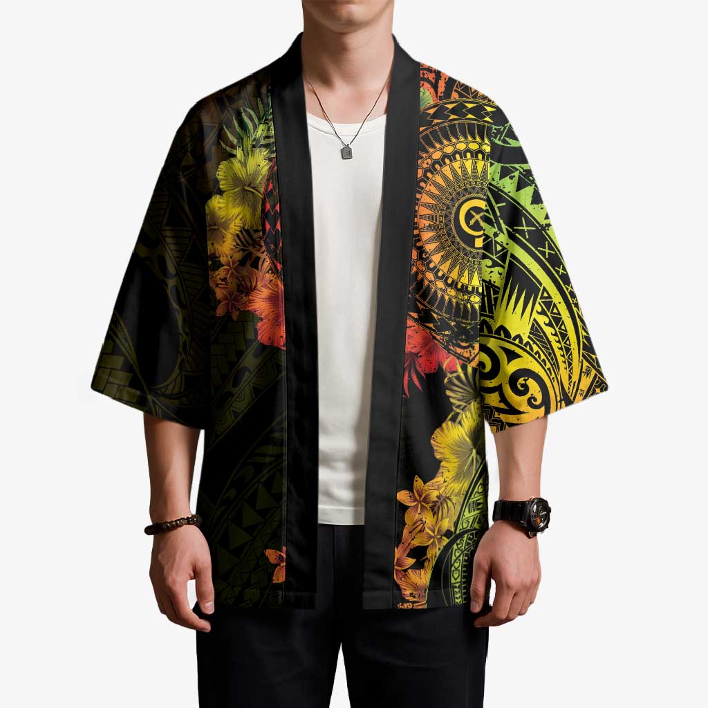 Vanuatu Kimono Hibisus Polynesian Pattern Reggae - Polynesian Pride