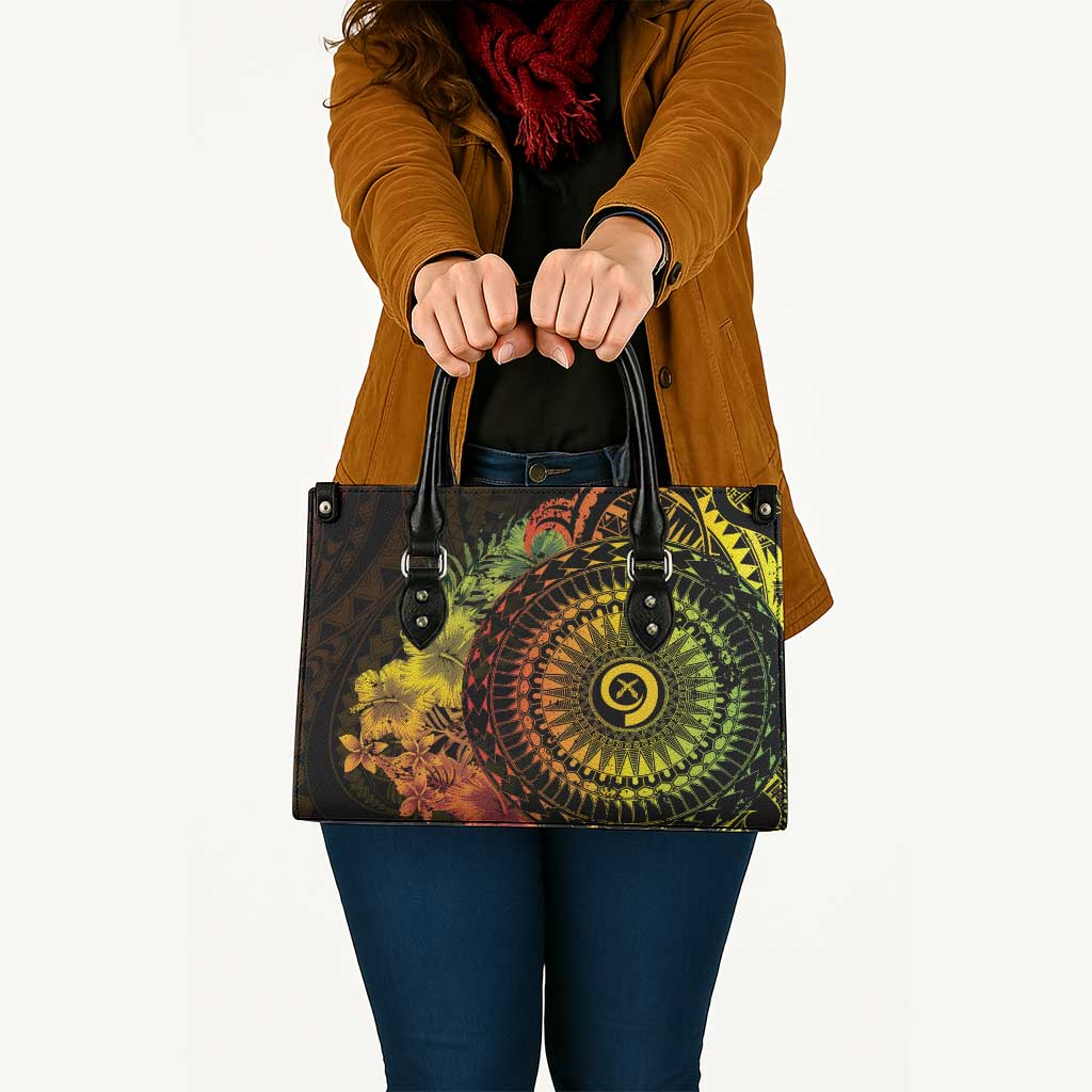 Vanuatu Leather Bag Hibisus Polynesian Pattern Reggae LT14 - Polynesian Pride