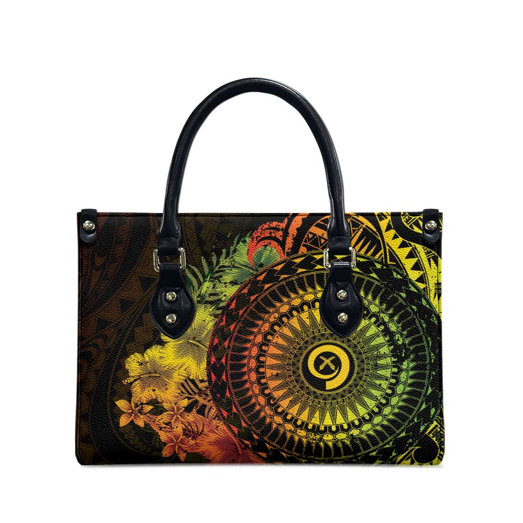 Vanuatu Leather Bag Hibisus Polynesian Pattern Reggae LT14 - Polynesian Pride